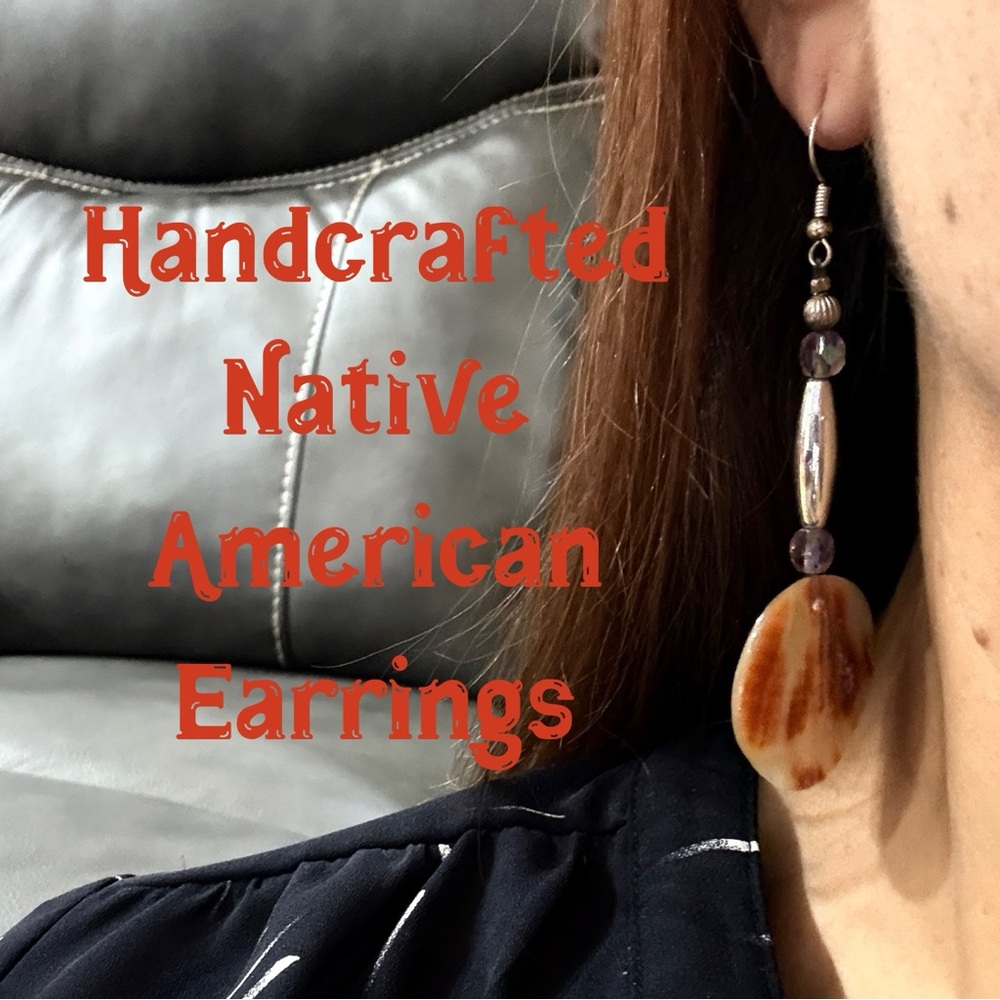 Native American Abalone Shell and Glass Bead Earrings